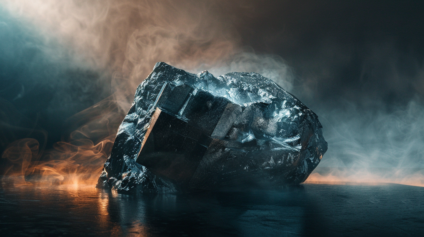 Hematiet steen in de ochtend dauw op de foto.