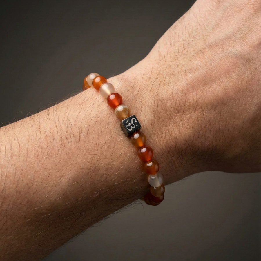 Carnelian Stones (8mm) - Bovenaanzicht | Stoney Bracelets