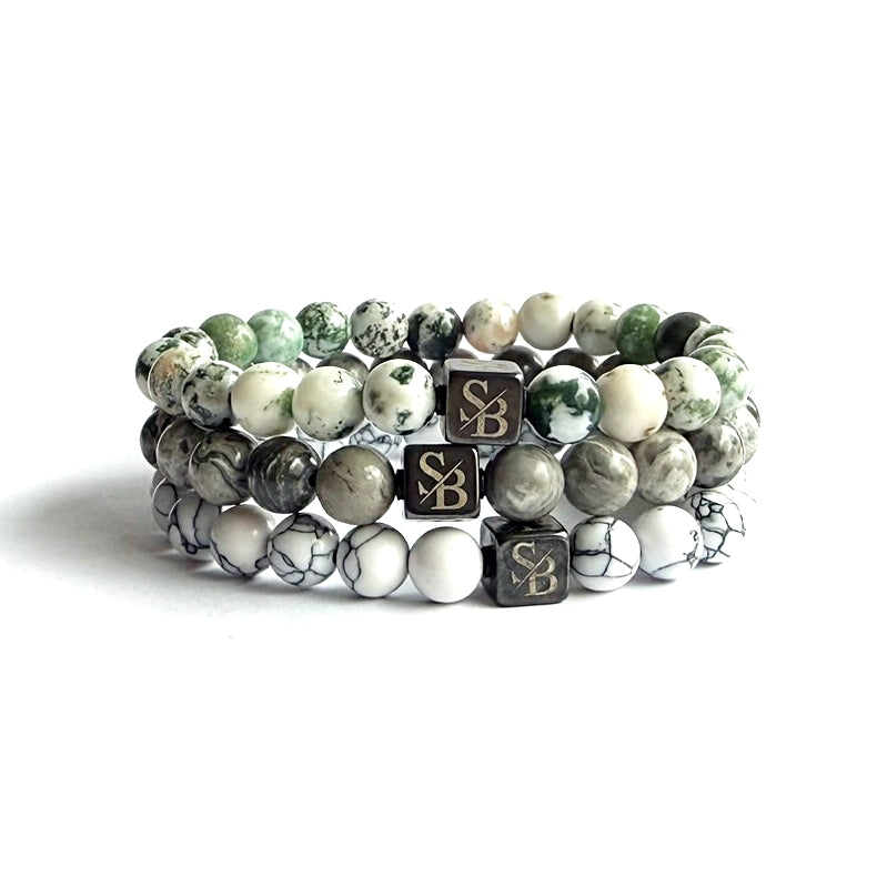 Triple White Set (8mm)