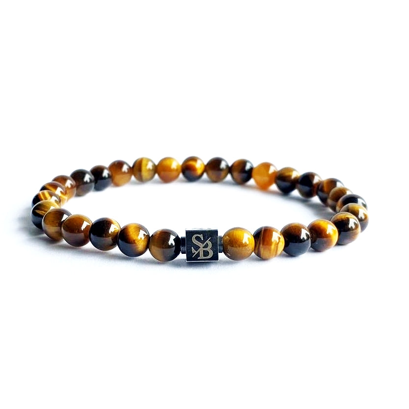 Tiger Eye 6mm Natural Stone Beaded Bracelet – Elastic Bangle – Men Women Unisex