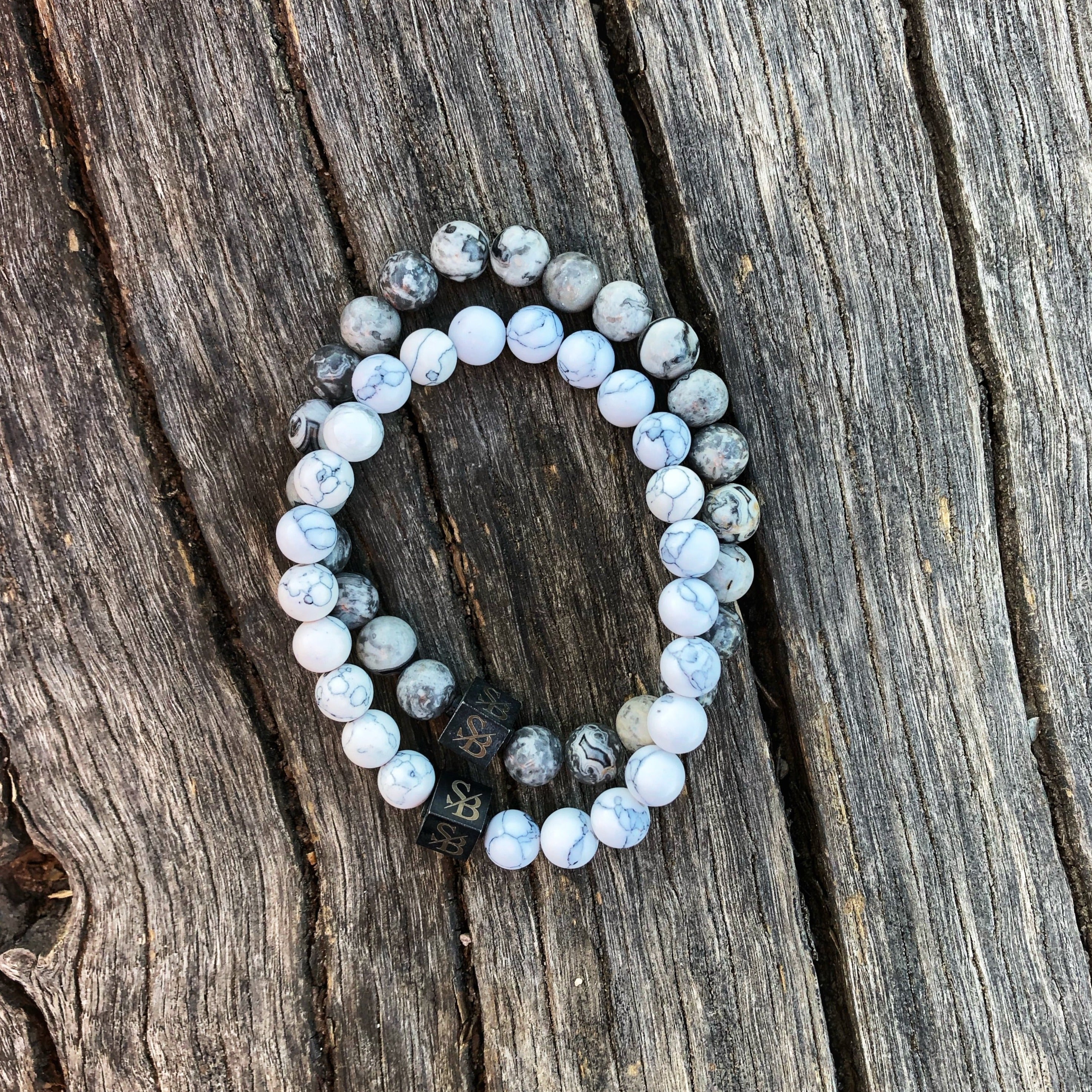 Stoney Bracelets Heren Armband Double White Set