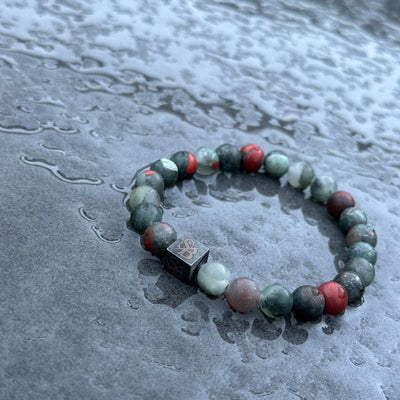 Matte african bloodstones 8mm stoney bracelets heren armband groen, productfoto alleen