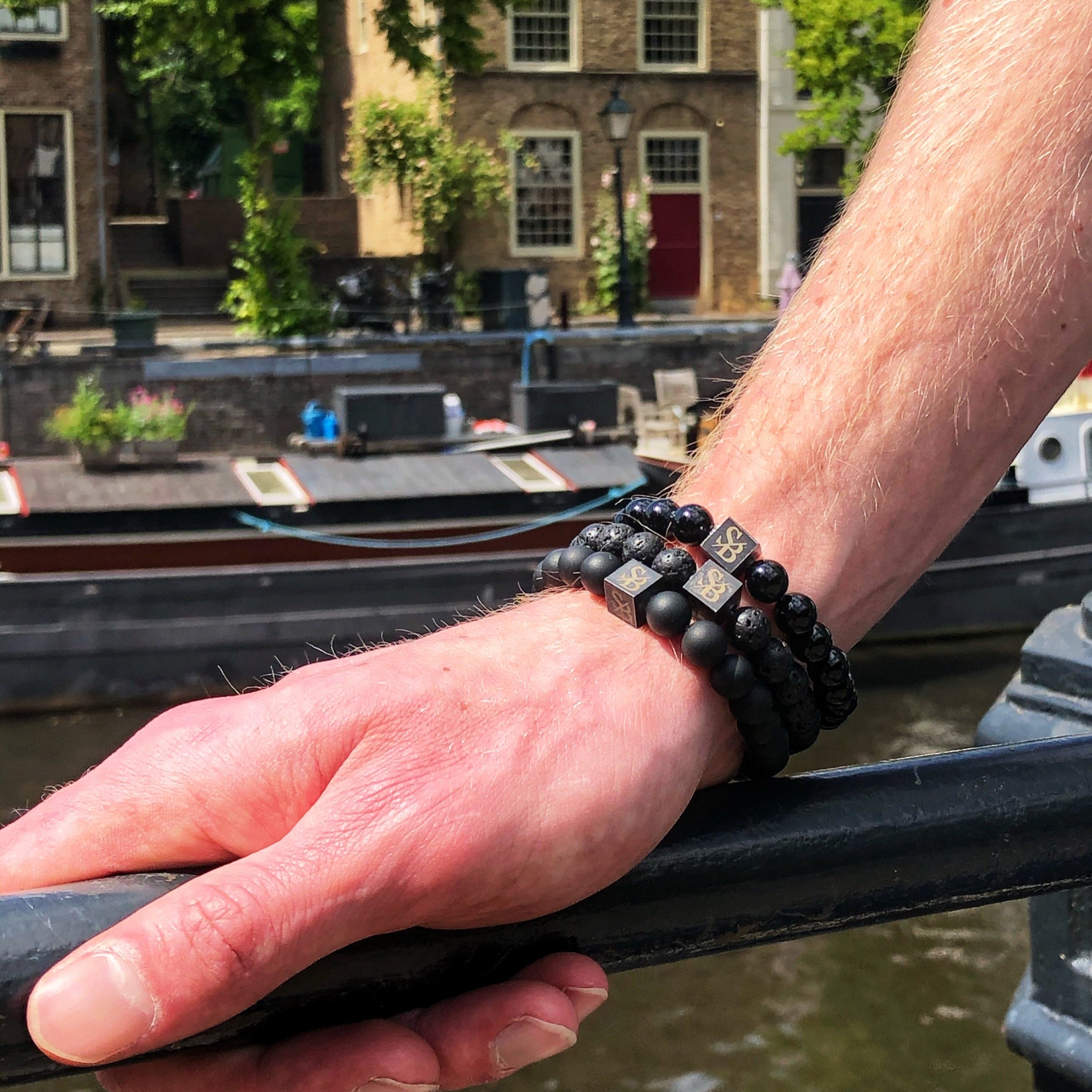 Stoney Bracelets Heren Armband Triple Black Set